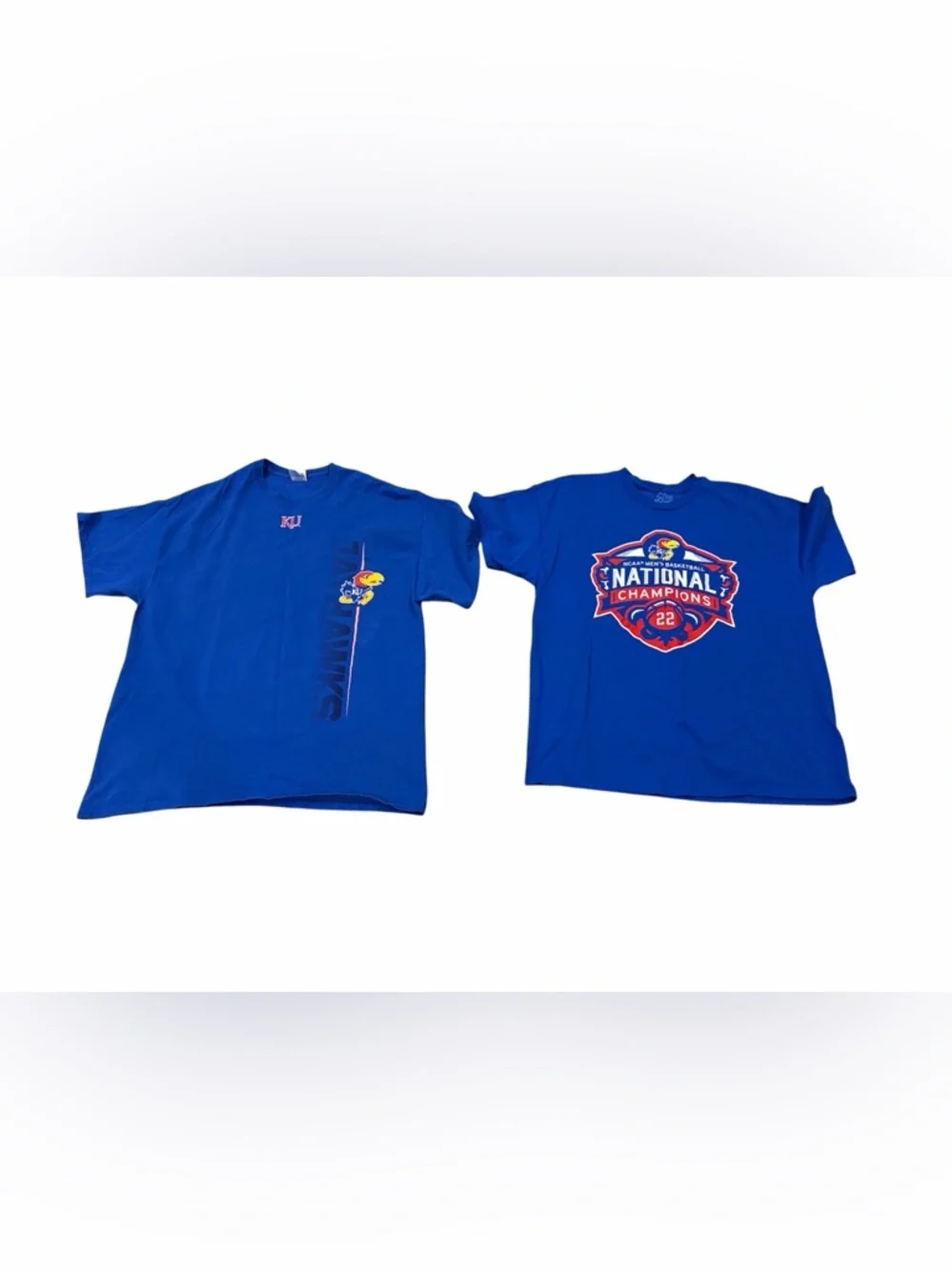 Kansas Jayhawks Shirt Mens XL Blue NCAA Basketball 2022 National Champions X2 - Picture 1 of 7